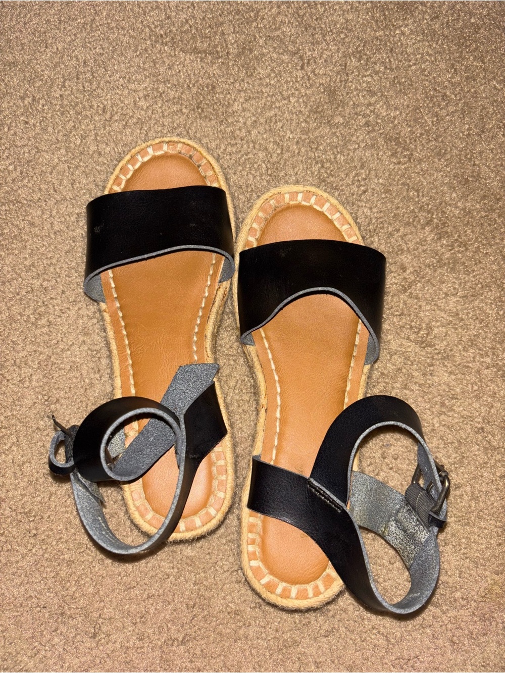 Target Black and Tan Ankle-Strap Slide Sandals